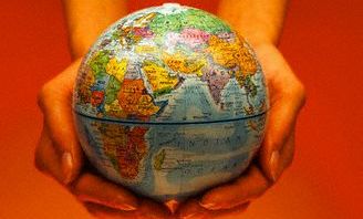 hands globe